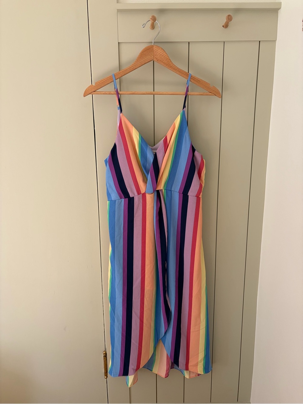 Blu Pepper Rainbow Stripe Spaghetti Strap Dress size small Anthropologie Flowy